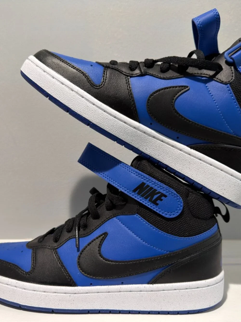 Nike Court Borough Mid 2 Kids Sneakers Blue Black Strap Shoes Size 7